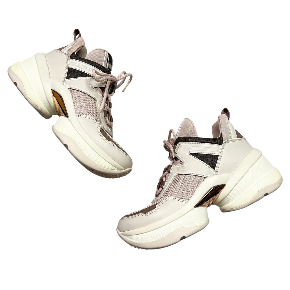 Michael Kors | Olympia Chunky Trainer Sneakers Blush Pink Cream Logo Shoes 9